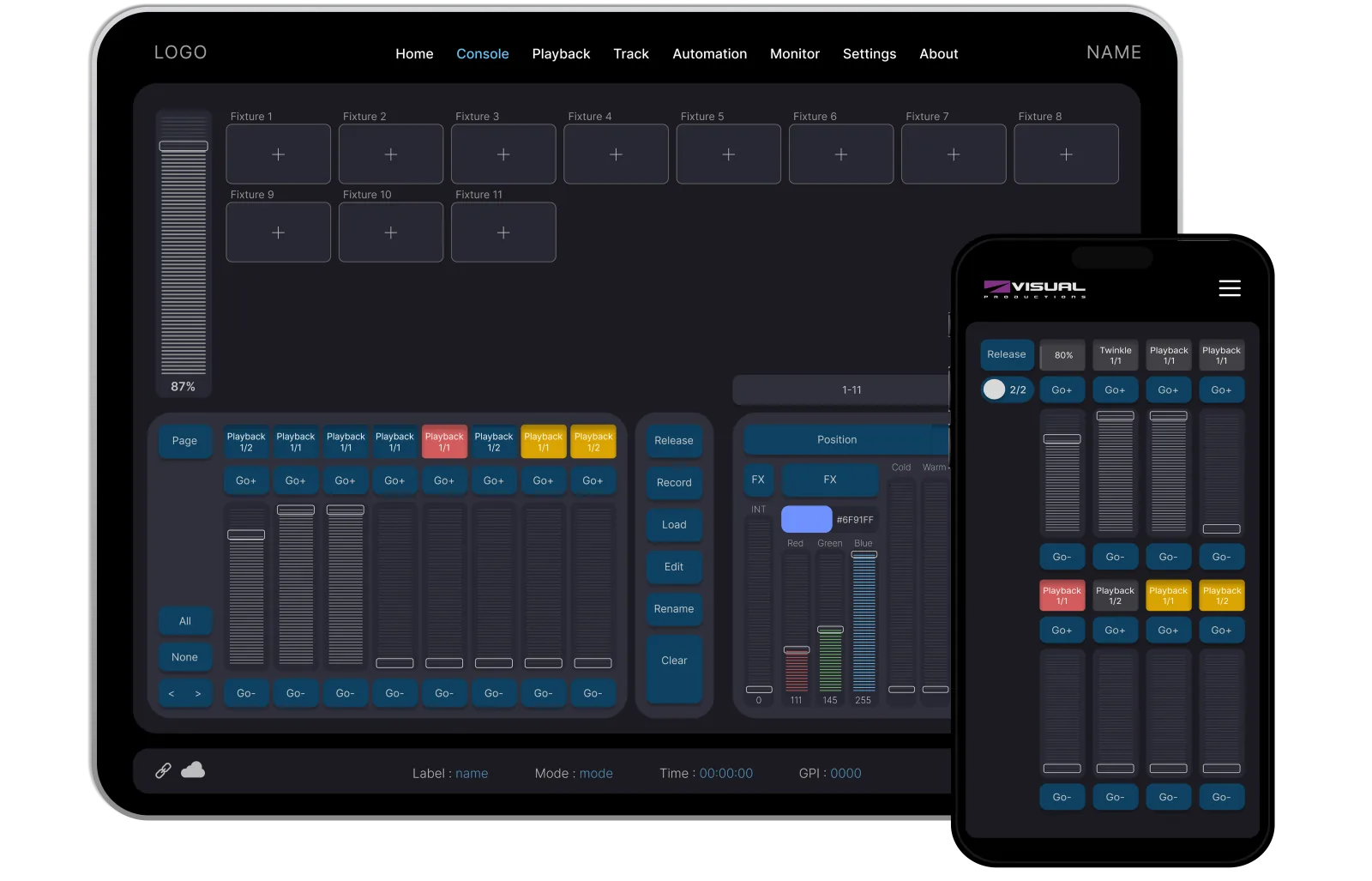 Console tablet view